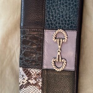 Multicolor Patchwork Leather Belt with Silver Buckle